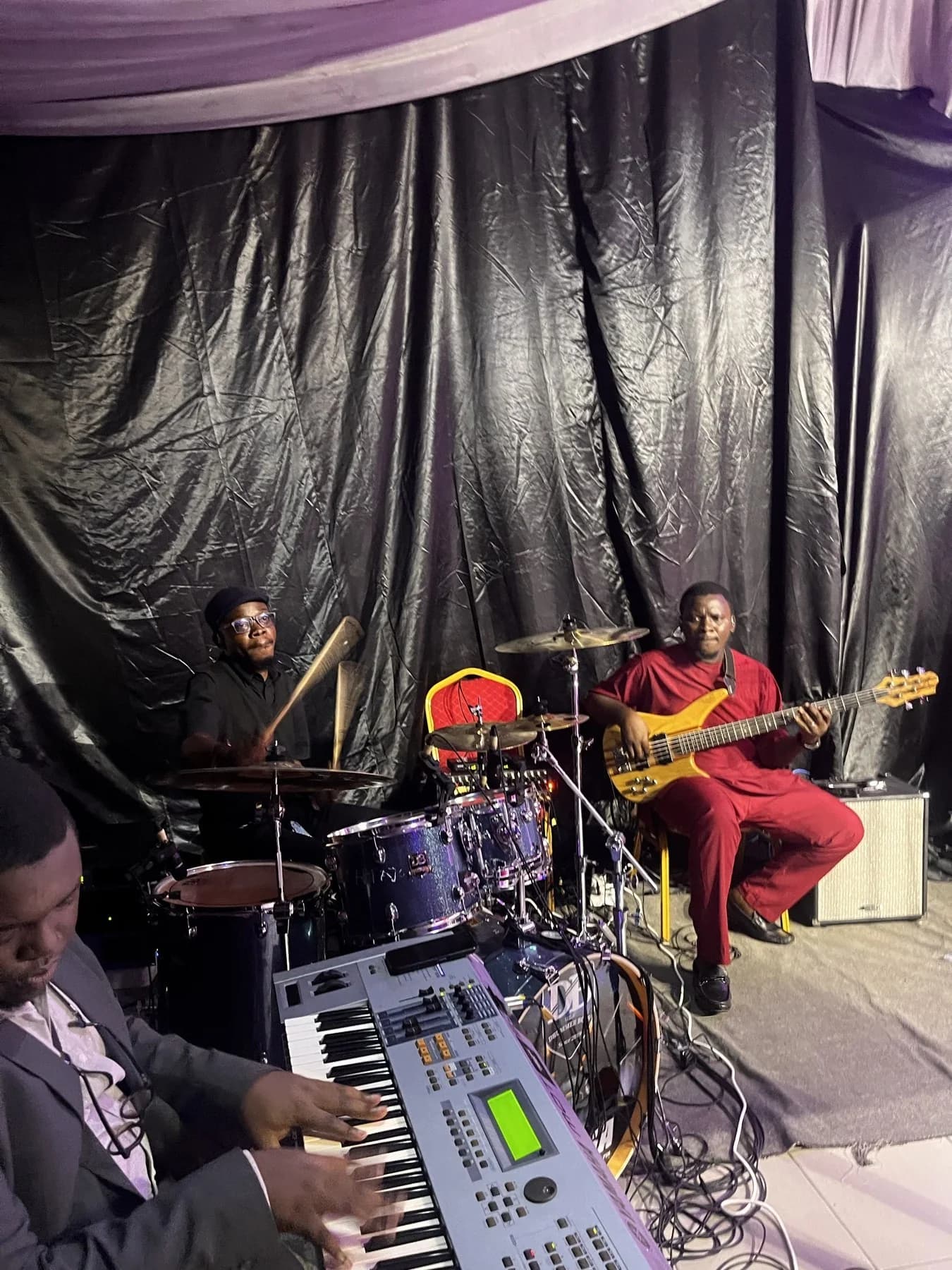 Musicians on the CCI Akpajo stage during a live service